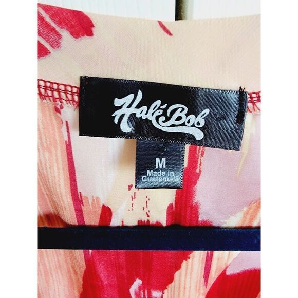 Hale Bob M Top Peach Orange SS Angle Top Shirt Blouse Pocket Chiffon - Picture 6 of 6